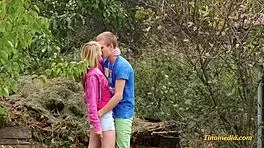 horny skinny blonde teen feeling intense desire in scene