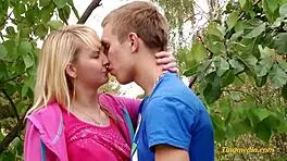 horny skinny blonde teen feeling intense desire in scene