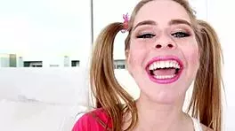 Lily Ford, 19yo cutie with pigtails, takes huge cock for pov blowjob and swallows massive load