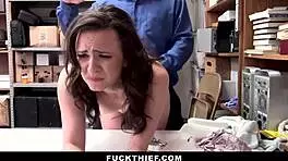 Security fucks shoplifting teen backroom