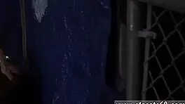 an 18-year-old teen endures an extremely rough amateur blowjob, swallowing outdoors