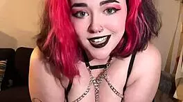 Goth mommy Vanessa Strawberry guides with redhead charm in jerk-off session