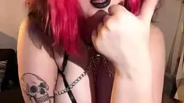 Goth mommy Vanessa Strawberry guides with redhead charm in jerk-off session