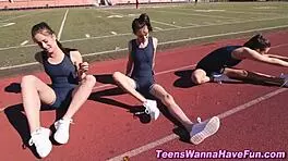 Teen lez party with fingering and oral fun