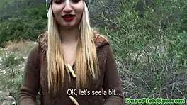 Euro girlnextdoor sucks cock outdoors in public reality with teen 18+ blonde neighbors.