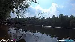 we got noticed during our risky outdoor fuck by the river bank with alisa lovely 😳