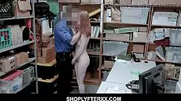 Redhead teen pepper hart gets caught shoplifting and fucked hard by the cops.