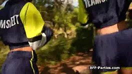 Runner Pussies Stacked And Fucked In Foursome