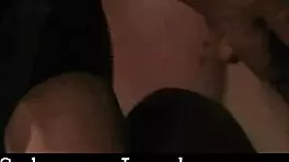 Submissive teen slave endures deepthroat blowjob and spanking before cumshot in bondage wood