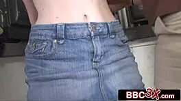 Two hot college redheads double-teaming janitor's big black cock