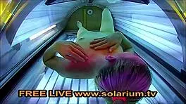 Hey, see this blonde teen 18+ fingering herself in public solarium?