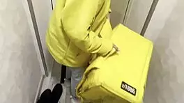 food delivery girl forgot the rolls, so she offers doggystyle sex 😏🍕