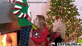 i shared my big cock with nasty stepsisters, they blowjob it good