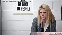 Cute blonde shoplifter Madison just can't stop stealing.