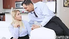 big booty teen sucking and fucking cock hard on the sofa