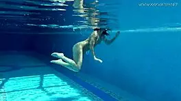 Jessica Lincoln, tatted Russian teen, bares small tits by pool