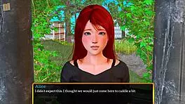 Redhead Anime Girl Plays Erotic Game with Big Tits