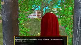 Redhead Anime Girl Plays Erotic Game with Big Tits