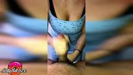 Sexy Blonde Delivers Intense Handjob To Big Cock Lover Over Dinner