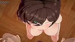 Couple in 3D porn fucking doggystyle with big tits and monster cock