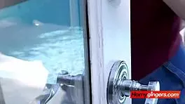 i'm taking off ginger edyn blair's green lingerie for oral fun