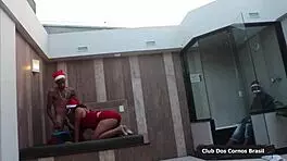 Christmas gift stepfather brings girlfriend for stepson to fuck hot latina milf at night club