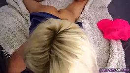 Teen uses big anal dildo on suspended step sis, making her squirt.