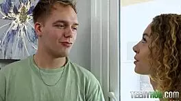 Sneaky babysitter Allie Addison gives blowjob!