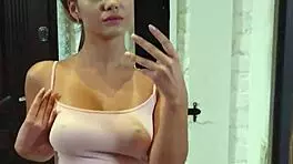 Mia Piper aka Hazel Grace Touches Herself in Front of Mirror