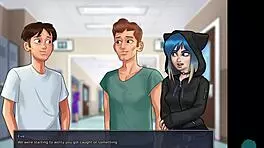 Summertime saga 58 roleplay with teen 18+ brunette pussy, big cock game, pov monster cock, ass, and cum in tight hole.