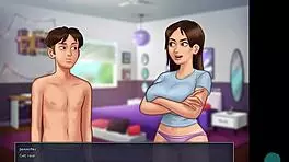 Summertime saga 58 roleplay with teen 18+ brunette pussy, big cock game, pov monster cock, ass, and cum in tight hole.