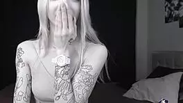 Pale Slim Tattoo Camgirl Flashes Her Tits on Cam