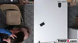 teen thief punished with monster cock at office