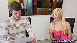 teeny slut with pigtails gets a facial cumshot, petite and blonde 😈