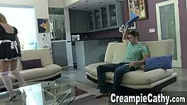 this young guy just creampied the maid in the house. she was moaning so loud.