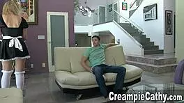 this young guy just creampied the maid in the house. she was moaning so loud.