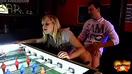 agata gets anal fucked in the public video game room by some teen guy