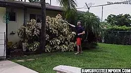 Hot Young Brunette Plays With Hose Before He Joins In