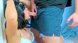 beautiful brunette teen gets her face fucked hard with a monster cock down her throat