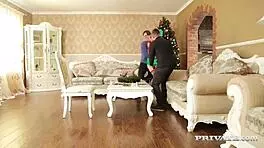 Skinny Teen Gina Gerson Gets Double Penetration for Christmas