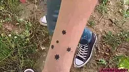 Girl Sensual Sucking Cock Boyfriend Outdoors