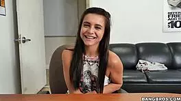 Tiny 18 year old feels nervous at casting interview