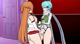 Asuna and Sinon in yuri hentai scene
