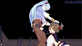 nine, chitose kisaragi, ruri hoshino in wild anime lesbian and futanari hentai