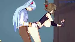 nine, chitose kisaragi, ruri hoshino in wild anime lesbian and futanari hentai