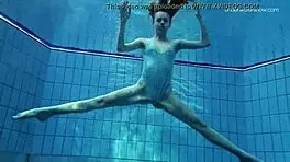 Striped Swimsuit on Small 18+ Tits Teen Anna Netrebko Feels So Sexy Underwater