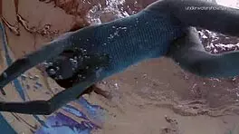 Striped Swimsuit on Small 18+ Tits Teen Anna Netrebko Feels So Sexy Underwater