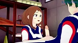 ochako uraraka and izuku midoriya have intense sex in my hero academia hentai