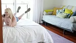 A teen girl gets cummed on by her stepbrother's monster cock in an interracial encounter