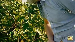 Wow, Enticing Girl With Glasses Blows Old Geezer's Mind And GETS BANGED Outdoors!